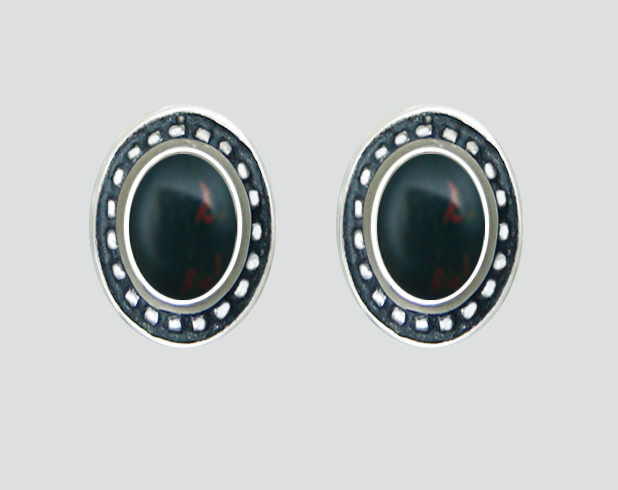 Sterling Silver Petite Bloodstone Post Stud Earrings